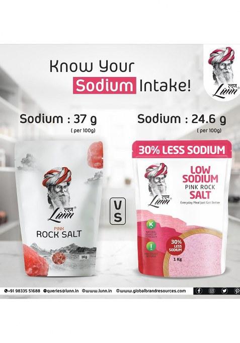 Lunn 30% Low Sodium Pink Rock Salt | 1 Kg Pouch First Time In India Less Sodium, 84+ Natural Minerals Vegan Certified & Microplastic-Free Ideal For Daily Cooking Healthy Living
