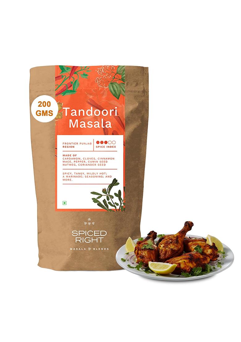 Spiced Right Tandoori Masala: 200G Of Rich, Smoky Powder Masala With Garlic For Tikka, Chicken & Paneer Vibrant Red, Perfect Marinating.