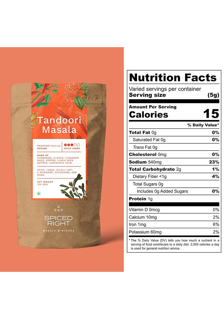 Spiced Right Tandoori Masala: 200G Of Rich, Smoky Powder Masala With Garlic For Tikka, Chicken & Paneer Vibrant Red, Perfect Marinating.