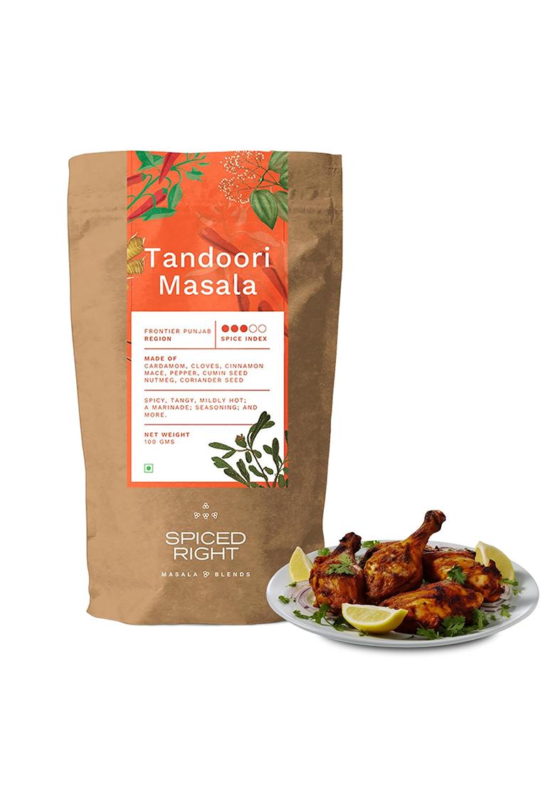Spiced Right Tandoori Masala: 200G Of Rich, Smoky Powder Masala With Garlic For Tikka, Chicken & Paneer Vibrant Red, Perfect Marinating.