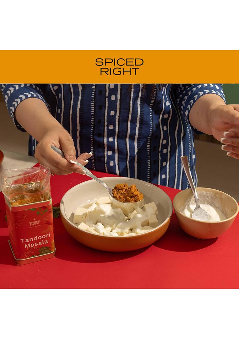 Spiced Right Tandoori Masala: 200G Of Rich, Smoky Powder Masala With Garlic For Tikka, Chicken & Paneer Vibrant Red, Perfect Marinating.