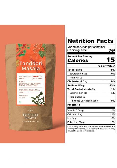 Spiced Right Tandoori Masala: 200G Of Rich, Smoky Powder Masala With Garlic For Tikka, Chicken & Paneer Vibrant Red, Perfect Marinating.