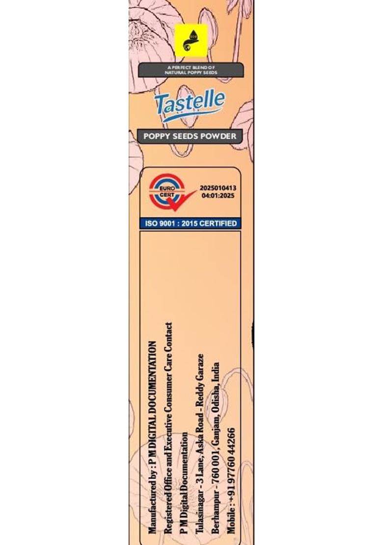 Tastelle Poppy-Seeds Powder Kasa Seed. Powder. 100G | Poppy Seeds.Powder