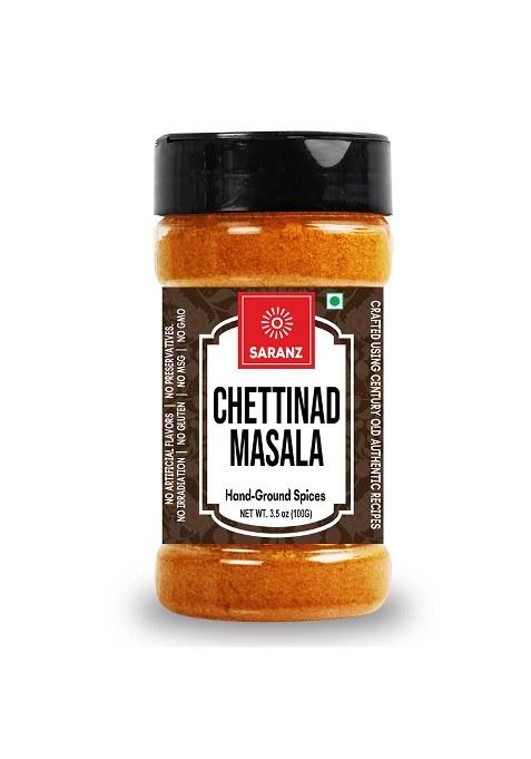 Saranz Chettinad Masala | Perfect For Instant Cooking Tamil Nadu Popular Used Marinades, Meat, Chicken, Mutton, Curry, Soup, Or Sprinkle Before Roasting -100 Gm Bottle