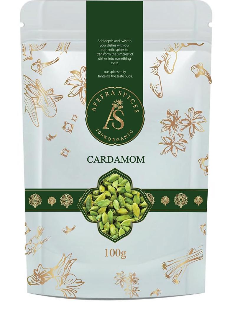 Afeera Spices 100G Premium Green Cardamom 8Mm | Whole Elaichi No Artificial Colours Fresh Aromatic Bold Pods For Tea, Cooking & Biryani