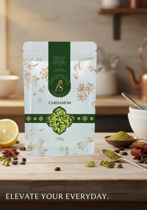 Afeera Spices 100G Premium Green Cardamom 8Mm | Whole Elaichi No Artificial Colours Fresh Aromatic Bold Pods For Tea, Cooking & Biryani