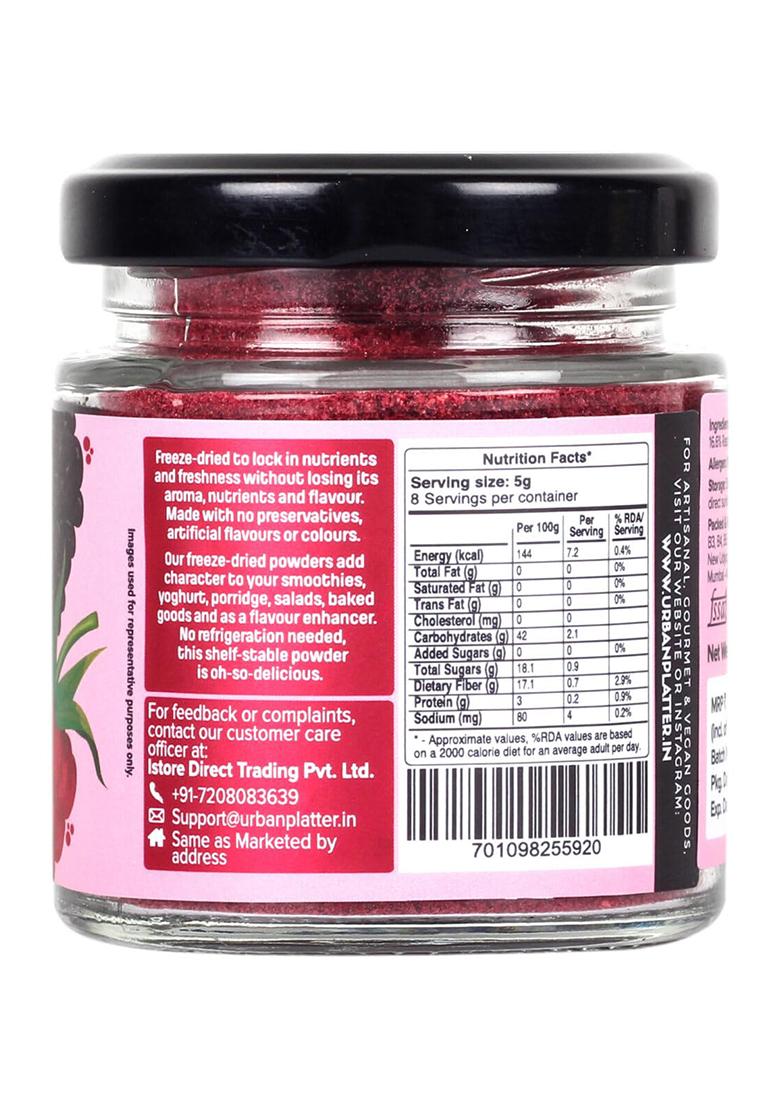 Urban Platter Freeze-Dried 6 Berry Powder, 40G / [Blueberry, Mulberry, Cherry, Raspberry, Strawberry And Blackberry], 0.04 Kg