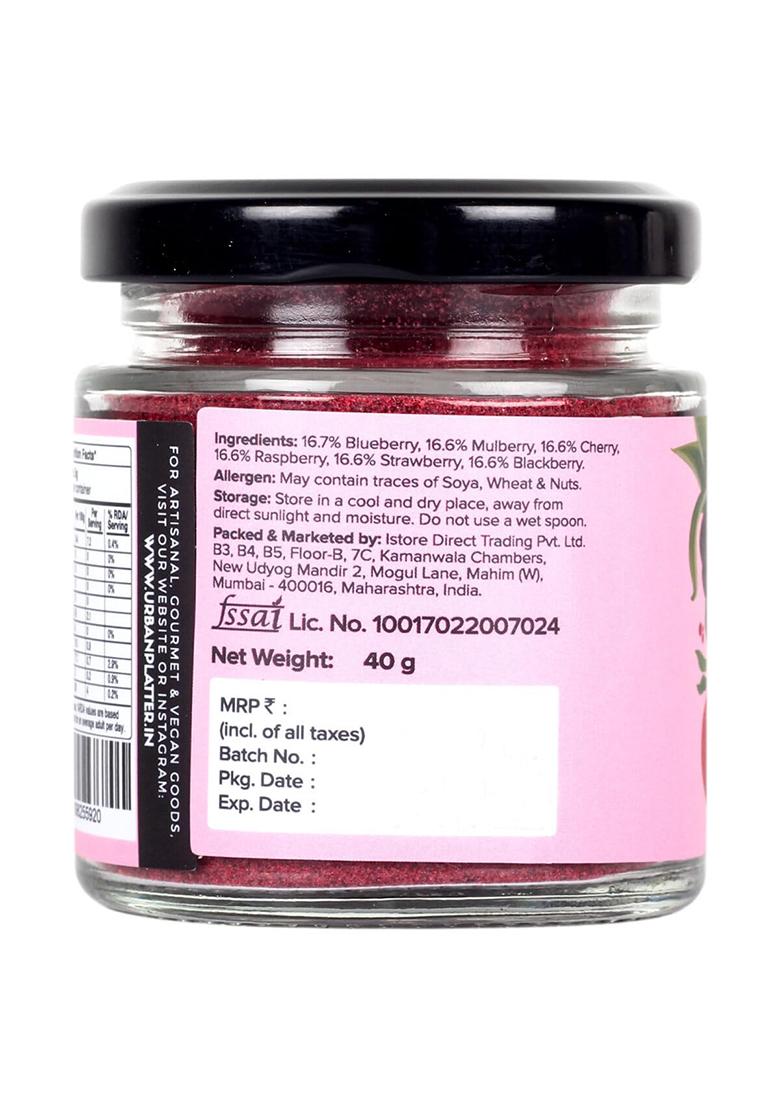 Urban Platter Freeze-Dried 6 Berry Powder, 40G / [Blueberry, Mulberry, Cherry, Raspberry, Strawberry And Blackberry], 0.04 Kg