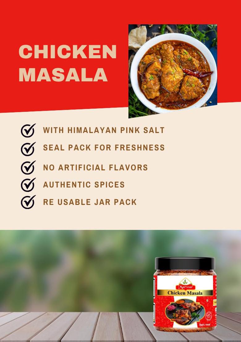 Marwar Chicken Masala | Authentic Indian Spice Blend For Curries & Gravies 1Kg Aromatic Rich Flavorful Dishes Jar Pack