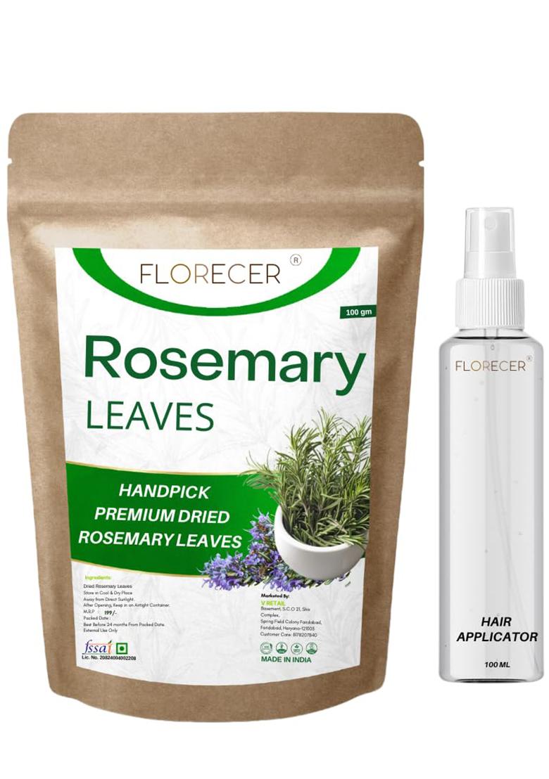Florecer Rosemary Leaves 100G With Spray Bottle (100 Ml), For Hair Care And Seasoning Food Herbal Tea | Dried 100% Pure Organic Helps In Growth