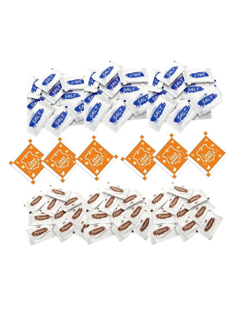 Shuddhpack Salt Sachet 1G, Black Pepper Sachets & Chaat Masala Combo | Hygienic Single-Use Seasoning For Hotels, Restaurants, Cafes Food Delivery Disposable Packets Travel Catering