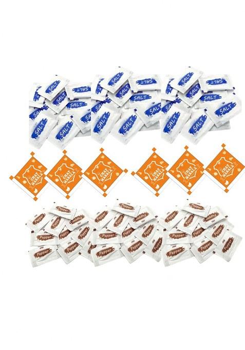 Shuddhpack Salt Sachet 1G, Black Pepper Sachets & Chaat Masala Combo | Hygienic Single-Use Seasoning For Hotels, Restaurants, Cafes Food Delivery Disposable Packets Travel Catering