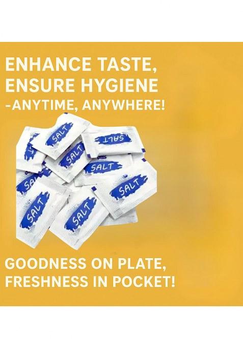 Shuddhpack Salt Sachet 1G, Black Pepper Sachets & Chaat Masala Combo | Hygienic Single-Use Seasoning For Hotels, Restaurants, Cafes Food Delivery Disposable Packets Travel Catering