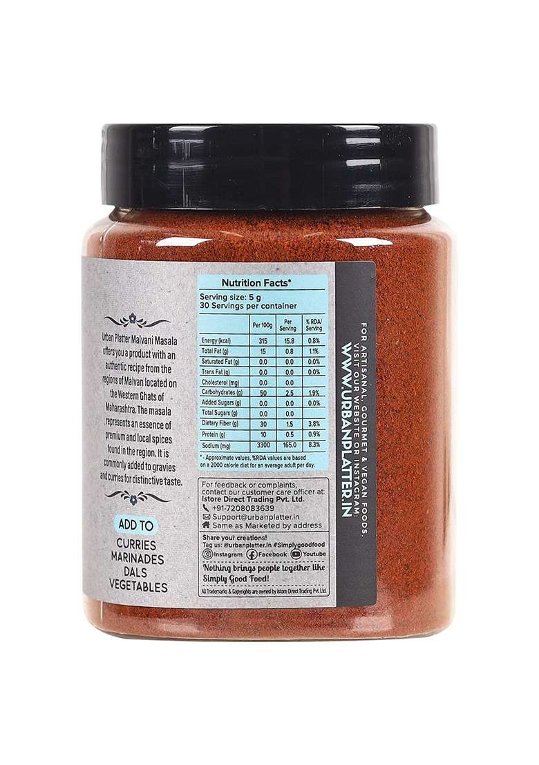 Urban Platter Maharashtrian Malvani Masala, 150G (Signature Lajjatdar Sindhudurg Coastal Blend | Onion & Garlic-Free Additive Preservative-Free) - Indya