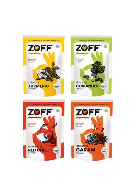 Zoff Powder Masala Spice Combo - Chilli Powder, Turmeric Coriander & Garam Pack Of 4-100G Each