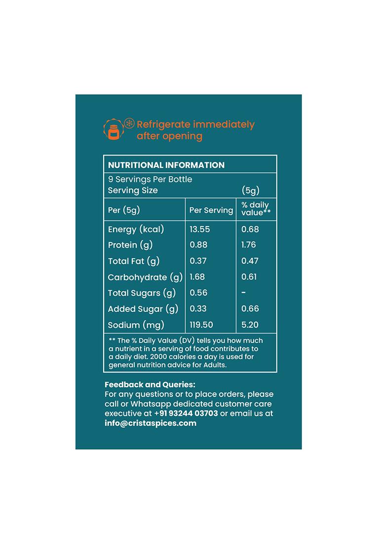 Crista 50 Gms Grilled Vegetable Seasoning | Bbq Mixed Spices Blend Multipurpose, Fresh & Flavourful Zero Added Colours, Fillers, Additives Preservatives Vegan