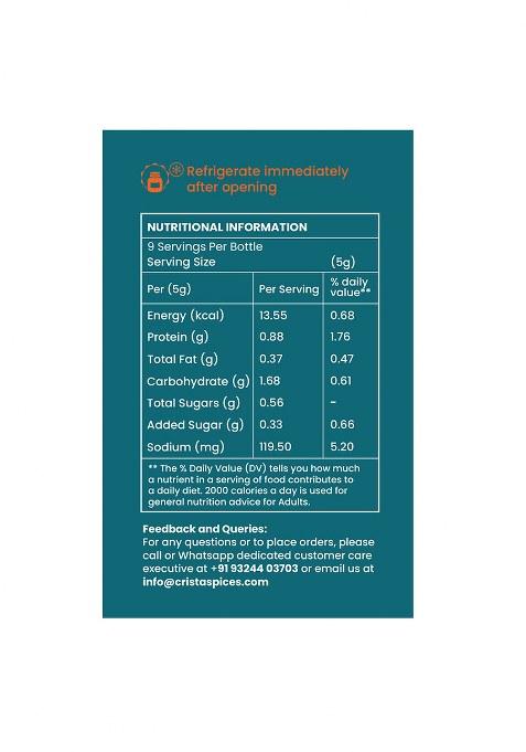 Crista 50 Gms Grilled Vegetable Seasoning | Bbq Mixed Spices Blend Multipurpose, Fresh & Flavourful Zero Added Colours, Fillers, Additives Preservatives Vegan