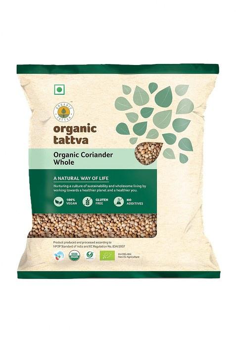 Organic Tattva Tattva, Coriander (Dhaniya) Whole/Sabut - 500 Gram | 100% Vegan, Gluten Free And No Pesticides