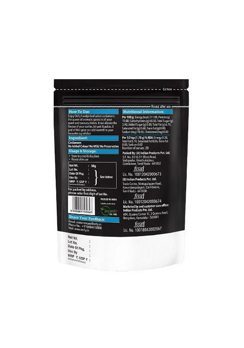 On1Y Green Cardamom, 50 Gm, Elaichi, Chhoti Bold Size Full Pods, Additive Free, All Natural