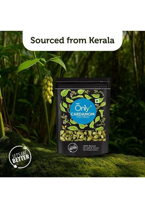 On1Y Green Cardamom, 50 Gm, Elaichi, Chhoti Bold Size Full Pods, Additive Free, All Natural
