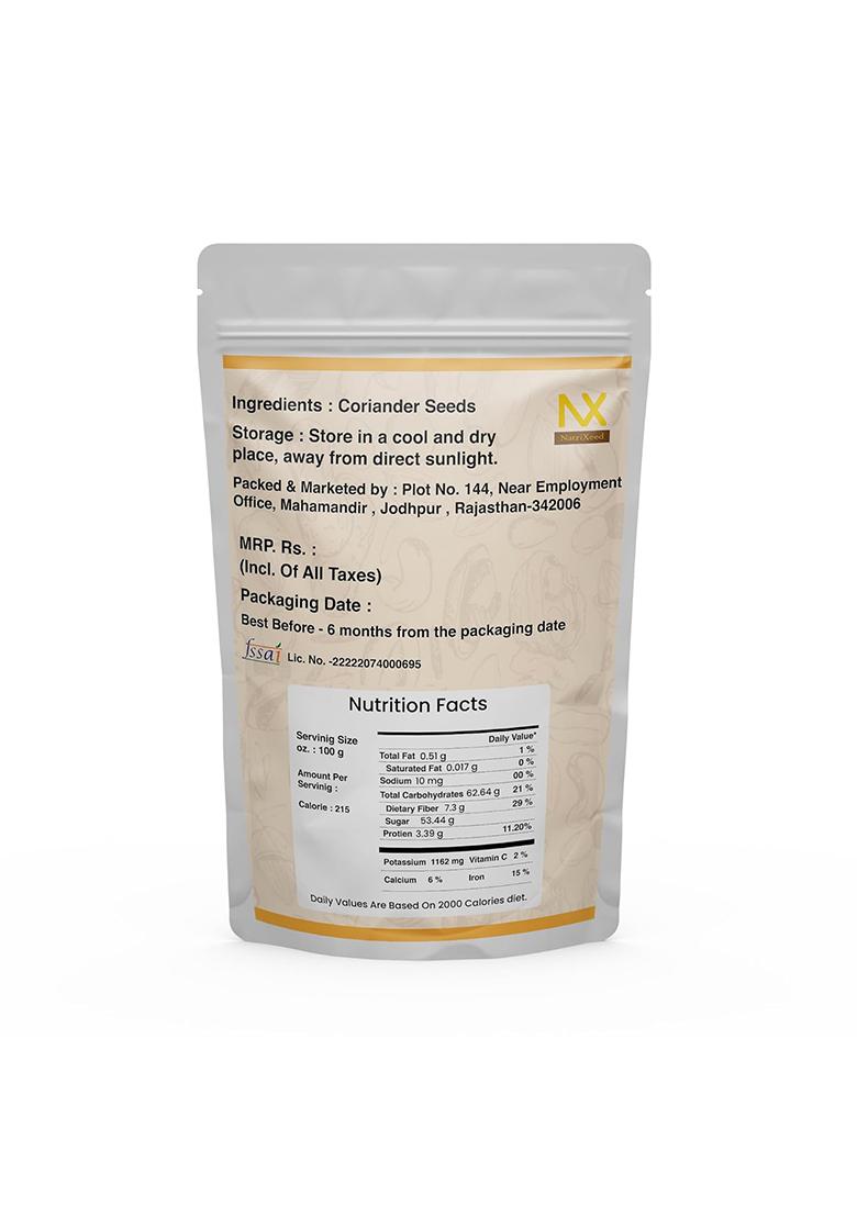 Natrixeed Coriander Seeds 1Kg | Whole Sabut Dhaniya Pure & Natural Cold Ground Spices No Added Flavors Organic Traditional Indian (1000G)