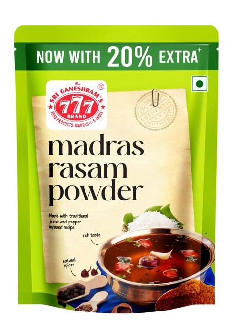 777 Brand Sri Ganeshram'S Rasam Powder 100G + 20G Extra (Pack Of 2) | Traditional South Indian Podi Pepper & Cumin Spices Total 240G