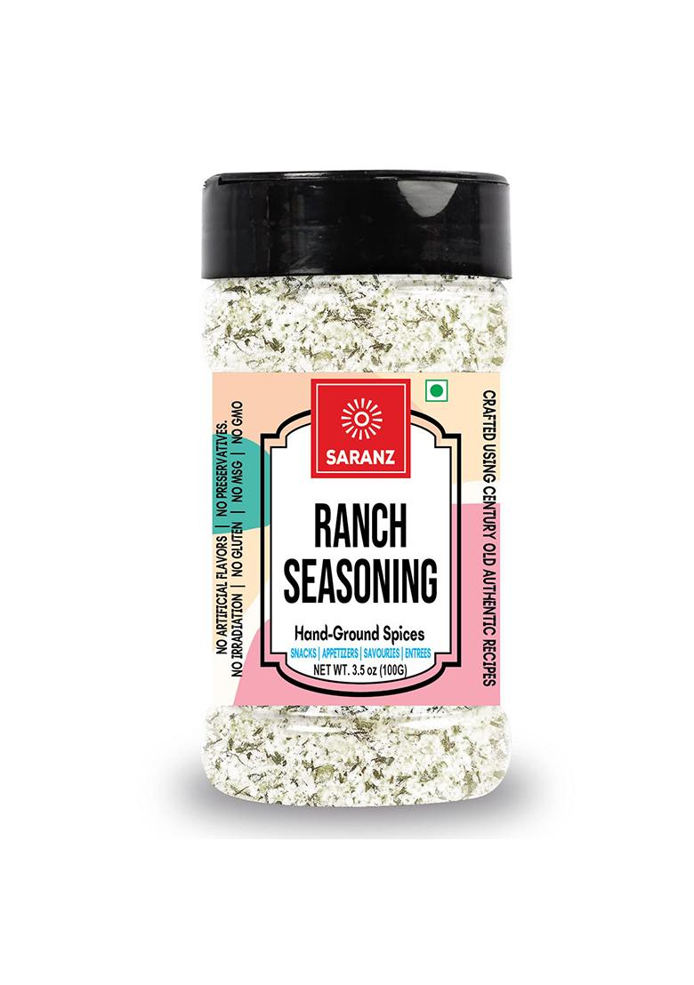 Saranz Ranch Mix Exotic Seasoning Perfect For Snacks, Appetizers, Savouries|Ranch With Fresh Ingredients Dressing | Aromatic And Flavoured Vegan Seasonings |Used In Sauces, Marinades, Dressing, Snacks-100 Grams Sprinkler Jar