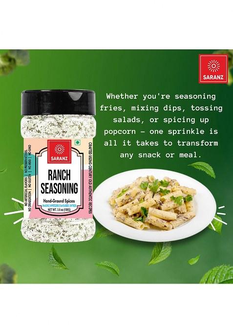 Saranz Ranch Mix Exotic Seasoning Perfect For Snacks, Appetizers, Savouries|Ranch With Fresh Ingredients Dressing | Aromatic And Flavoured Vegan Seasonings |Used In Sauces, Marinades, Dressing, Snacks-100 Grams Sprinkler Jar