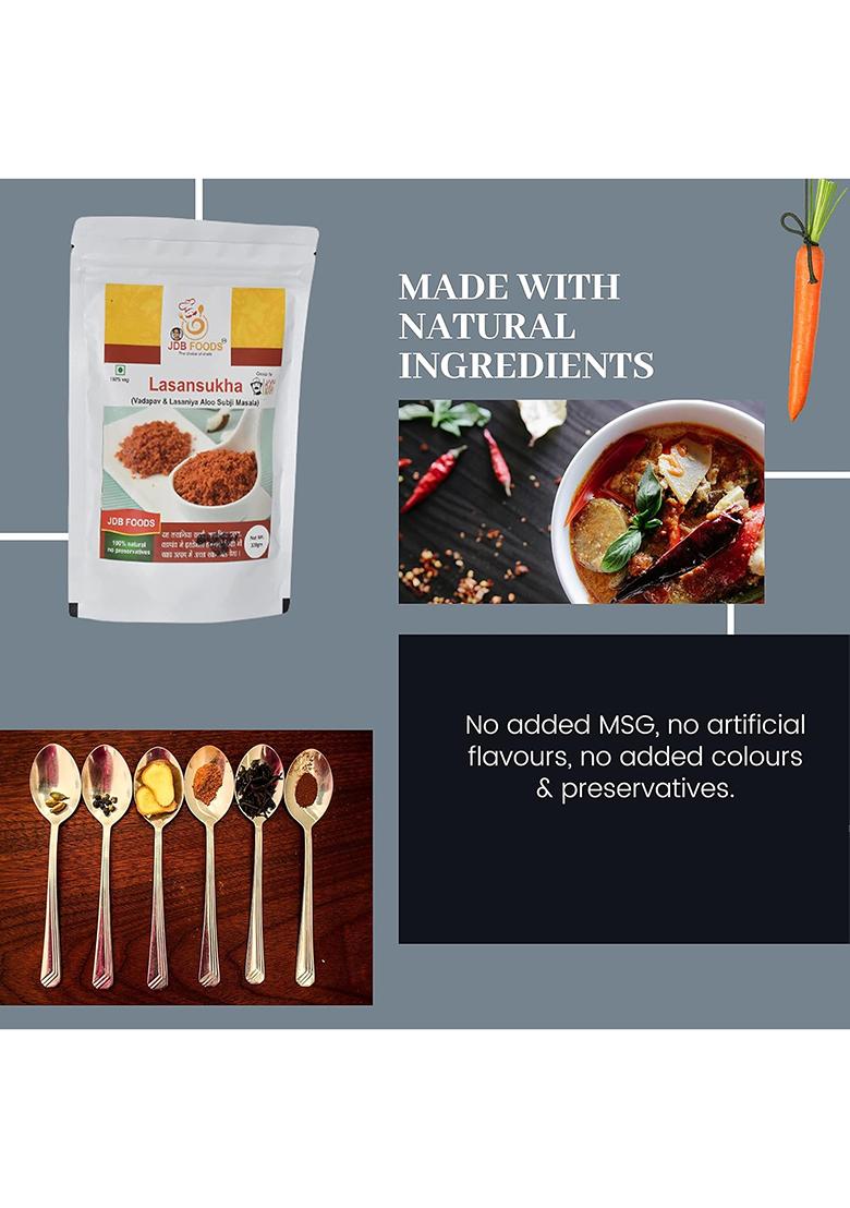 Jdb Foods Foods-Special Tasty Mumbai Vada Pav | Masala Powder Mix Dry Ready To Use Vadapav Red Spicy Chutney Garlic 100% Natural No Preservative...