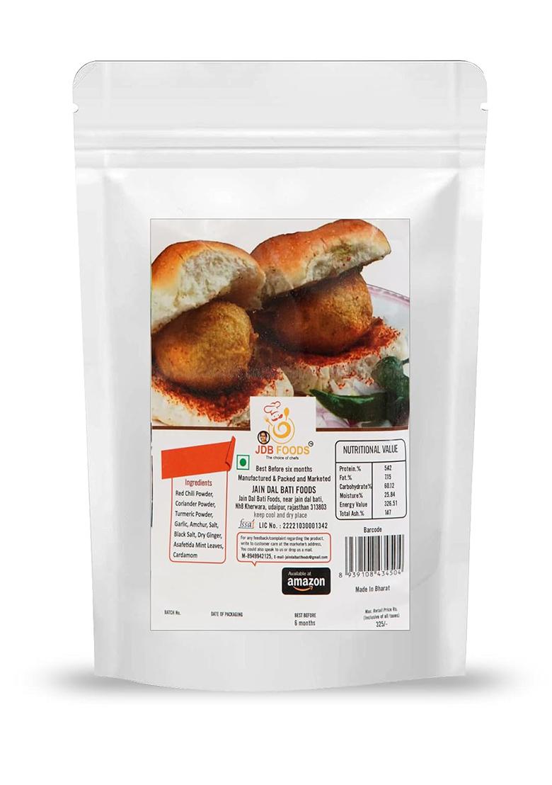 Jdb Foods Foods-Special Tasty Mumbai Vada Pav | Masala Powder Mix Dry Ready To Use Vadapav Red Spicy Chutney Garlic 100% Natural No Preservative...
