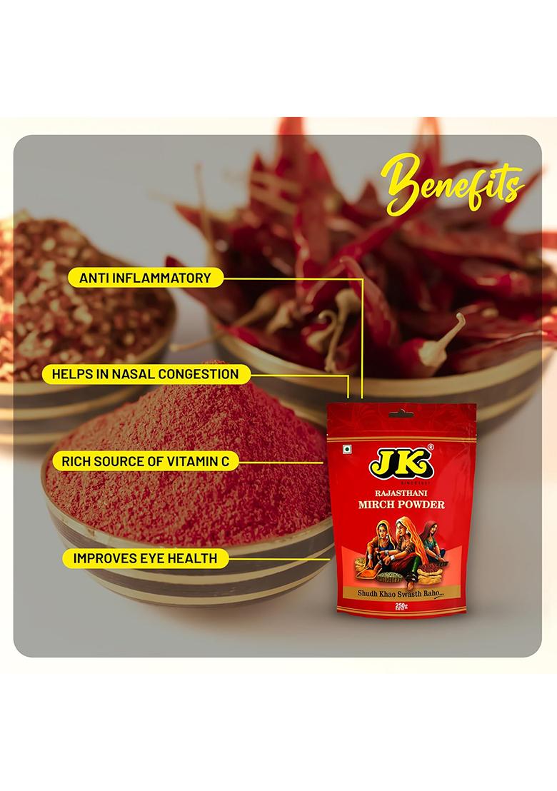 Jk Rajasthani Red Chilli Powder Premium Spicy & Aromatic For Authentic Flavor, 250G (Pack Of 3)