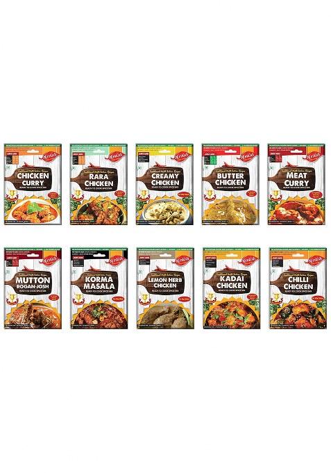 Nimkish Curries/Gravy Ready To Cook Spices Combo Pack Of 10, Instant Masala For Tasty Dishes