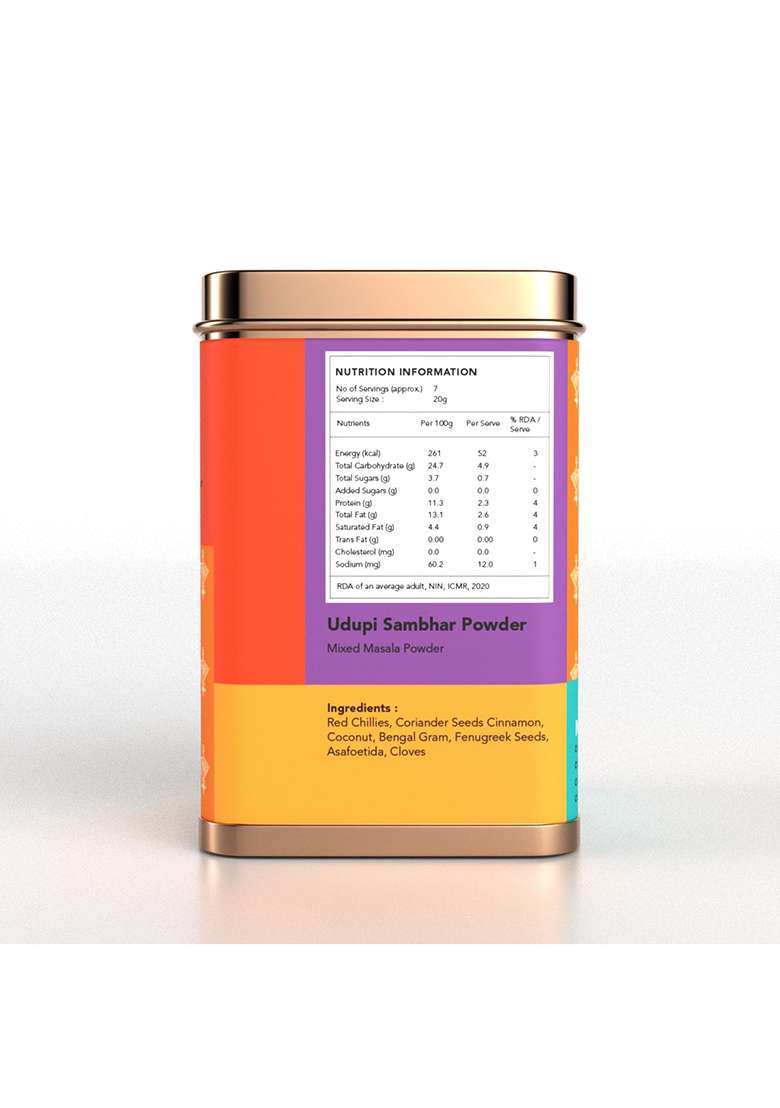Home Kouzina Udupi Sambhar Powder 150G | Authentic Udupi-Style Sambar Masala Traditional Spice Blend For Homemade Small Batch No Additives All Natural Ingredients - Indya