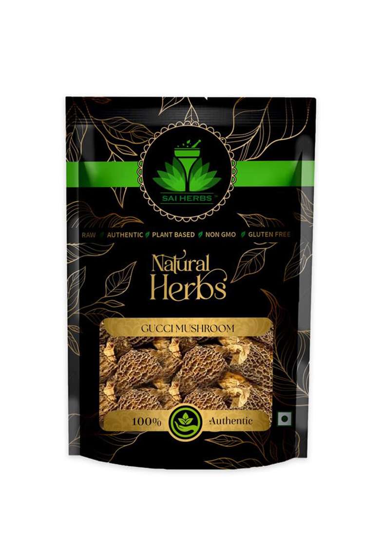 Sai Herbs Himalayan Gucci Mushroom | Premium Dried Morel Mushrooms Nutrient-Rich, Heart-Healthy, And Versatile Culinary Delight Pure & Natural (25 Grams) - Indya
