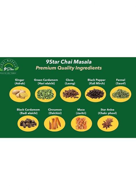 9Star Chai Masala 100% Homemade Tea Powder | 100 Gm (Pack Of 1) 200+ Cups Kadak, Aromatic, Fresh, Flavourful & Organic With More Than 9 Natural Spice Ingredients