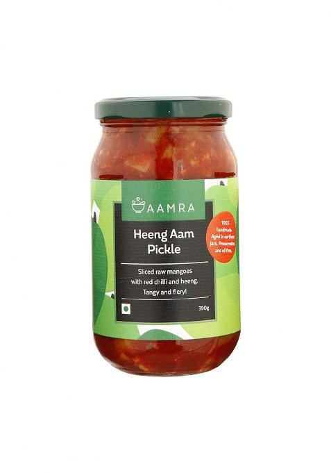 Aamra Homemade Natural Heeng Aam Pickle (Hing Mango Pickle), No Preservatives, Oil-Free- 390Gm