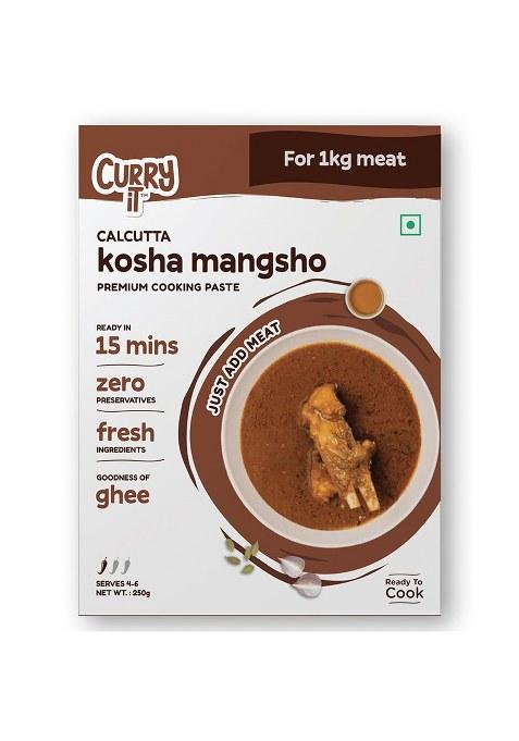 Curryit Calcutta Kosha Mangsho Curry Paste 250G | Ready To Cook In 15 Mins Serves 4-6 Just Add Fresh Mutton, Meat, Fish Goodness Of Ghee No Preservatives Eat With Chawal Roti Indian Masala Gravy