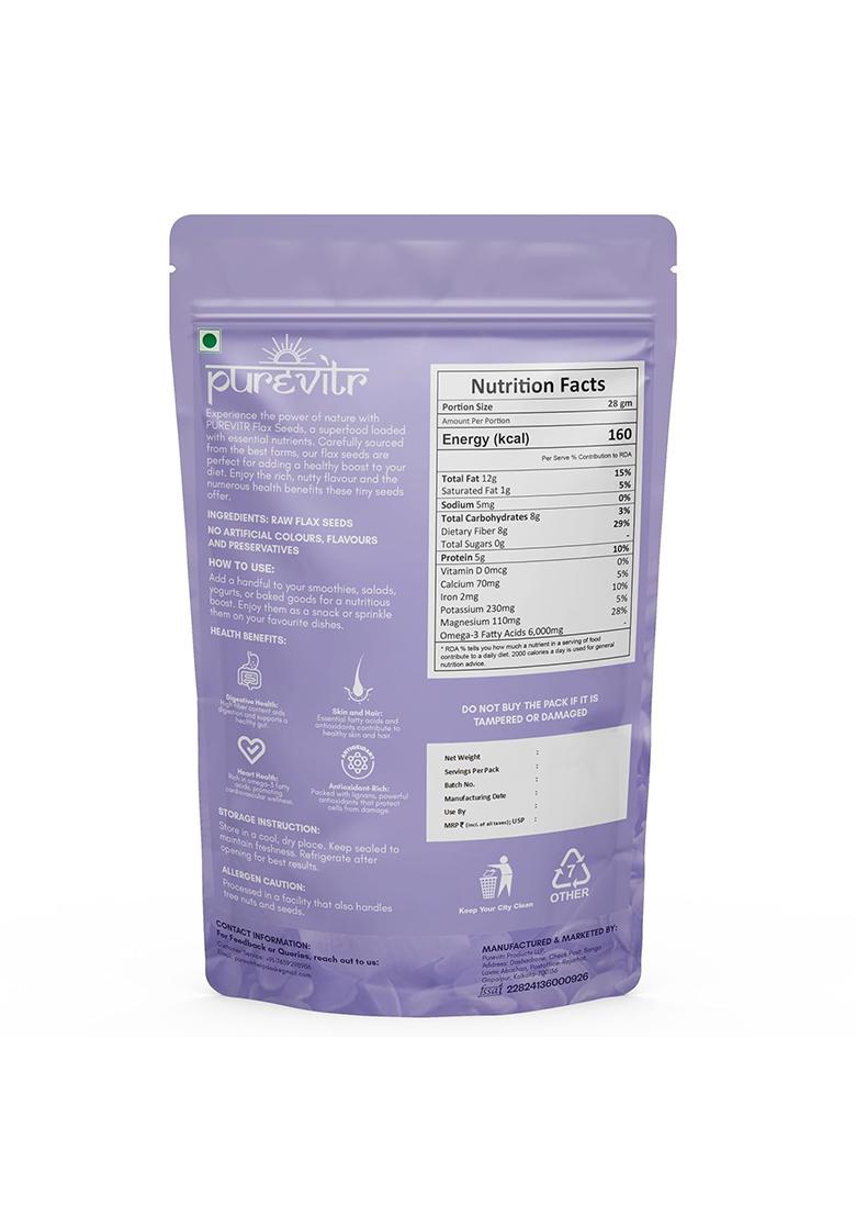 Purevitr Flax Seeds & Non-Hulled Sesame Combo | 400G (200G Each) Rich In Omega-3, Fiber Calcium Superfood For Healthy Living