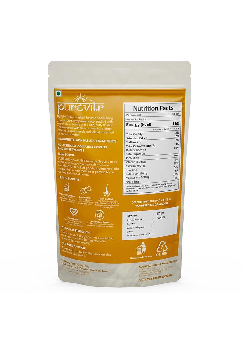 Purevitr Flax Seeds & Non-Hulled Sesame Combo | 400G (200G Each) Rich In Omega-3, Fiber Calcium Superfood For Healthy Living