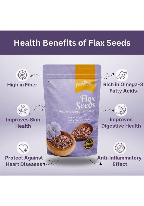 Purevitr Flax Seeds & Non-Hulled Sesame Combo | 400G (200G Each) Rich In Omega-3, Fiber Calcium Superfood For Healthy Living