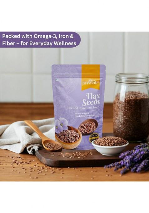 Purevitr Flax Seeds & Non-Hulled Sesame Combo | 400G (200G Each) Rich In Omega-3, Fiber Calcium Superfood For Healthy Living