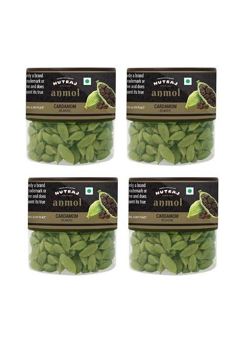 Nutraj Anmol Bold Green Cardamom Whole 300G (75G X 4) | 8Mm Elaichi Hari Badi