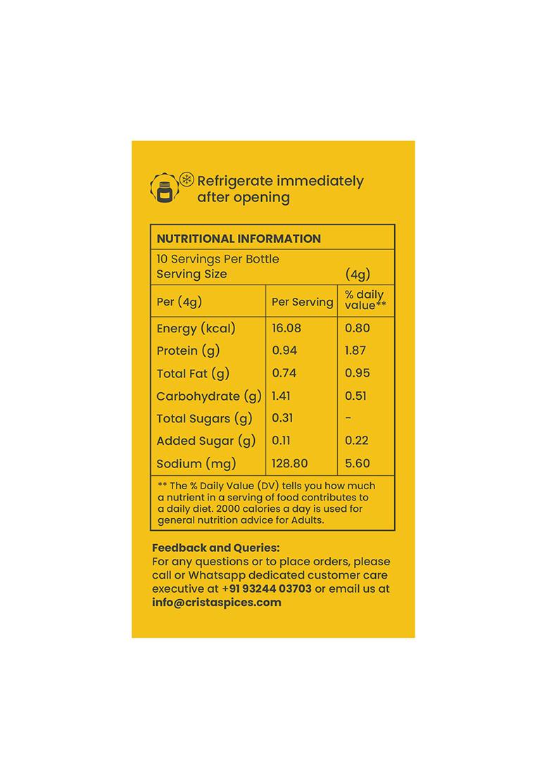 Crista Roman Cacio E Pepe | Premium Herbs & Spices Blends No Onion Garlic Zero Added Colours, Fillers, Additives Preservatives 40Gms