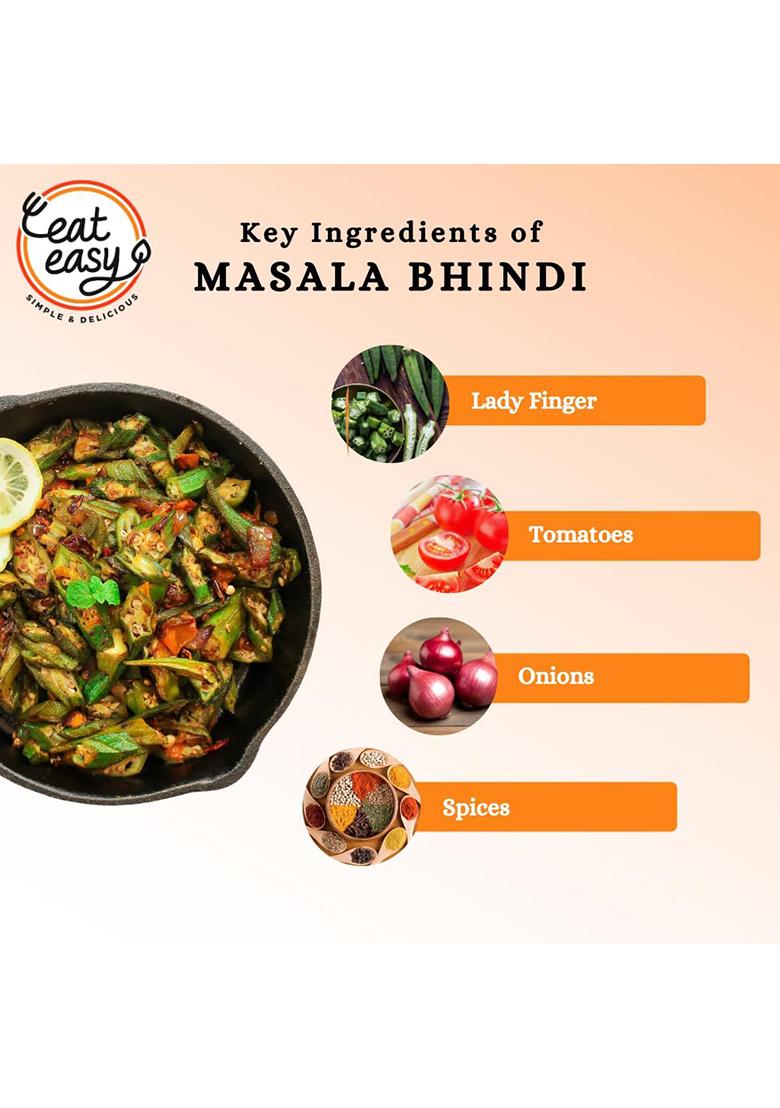 Eat Easy Ready To Masala Bhindi- 85Gm I Just Add Water And Cook | Freeze Dehydrated Healthy Instant Food, Indian Okra Curry For Travel, Camping Food No Preservatives, Added Artificial Colours & Flavours