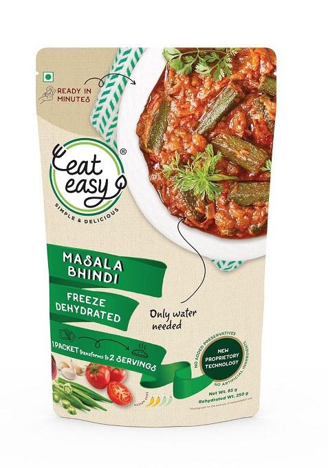 Eat Easy Ready To Masala Bhindi- 85Gm I Just Add Water And Cook | Freeze Dehydrated Healthy Instant Food, Indian Okra Curry For Travel, Camping Food No Preservatives, Added Artificial Colours & Flavours