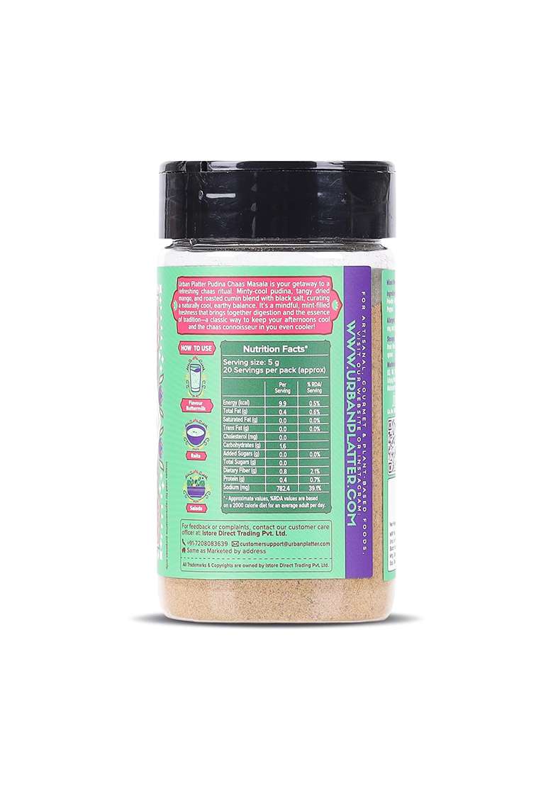 Urban Platter Pudina Chaas Masala, 100G (Everyday Refreshment Essential | Digestive-Friendly Additive & Preservative-Free) - Indya