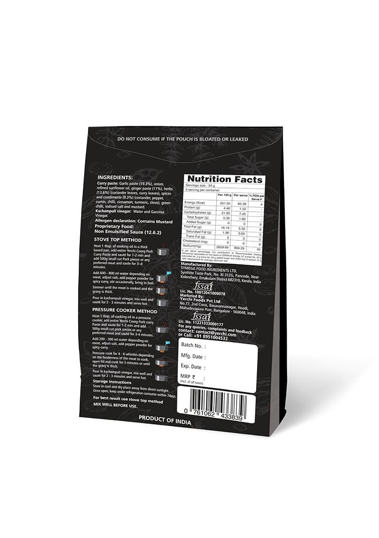 Yerchi Coorg Pork Curry (Pandi Curry) Paste By|Easy Cooking, Just Add Oil, Meat And Water|Authentic Flavour|Cook Both Veg Non-Veg Dishes|330 Gram (3 X 110G)