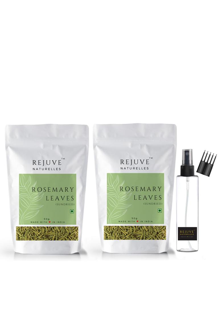 Rejuve Naturelles Rosemary Leaves 100 Grams (Pack Of 2 * 50 G) With Spray And Applicator|Rosemary For Food Herbal Tea