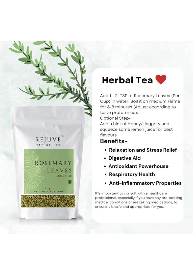 Rejuve Naturelles Rosemary Leaves 100 Grams (Pack Of 2 * 50 G) With Spray And Applicator|Rosemary For Food Herbal Tea