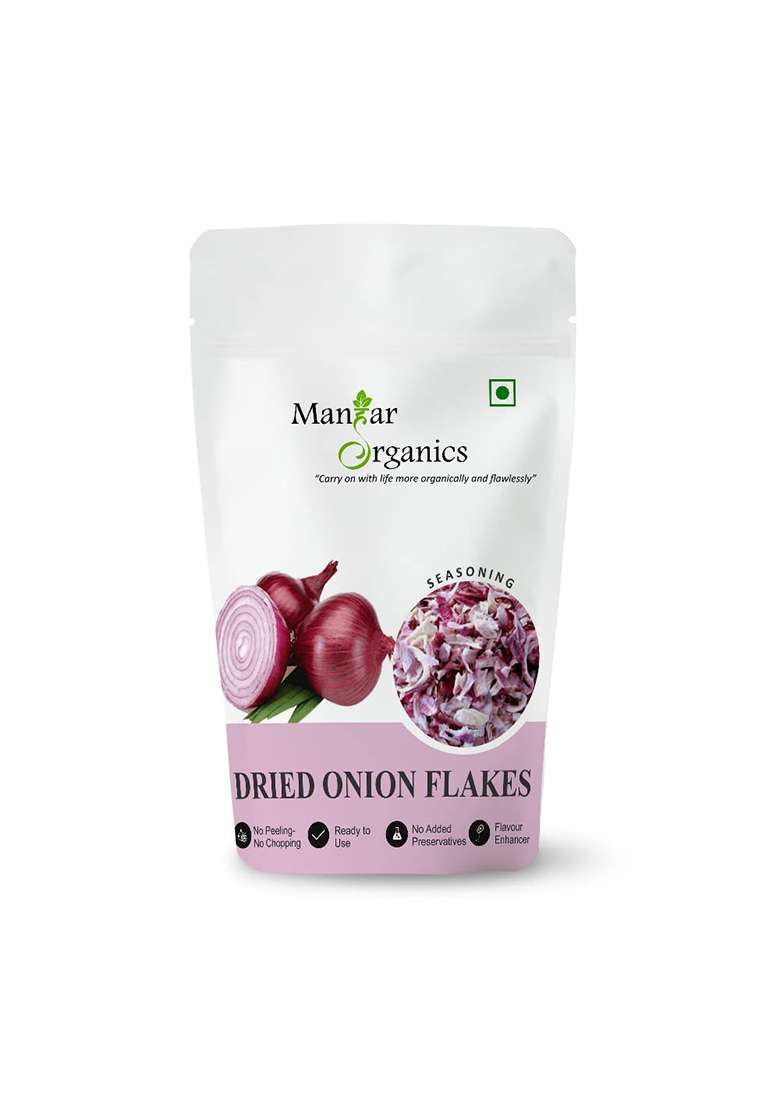 Manhar Organics Fresh Dried Onion Flakes 500G Dehydrated Red Slices (Sukha Pyaz) All-Natural Flavor Enhancer For Cooking, Soups, Sauces, And Seasoning - Indya